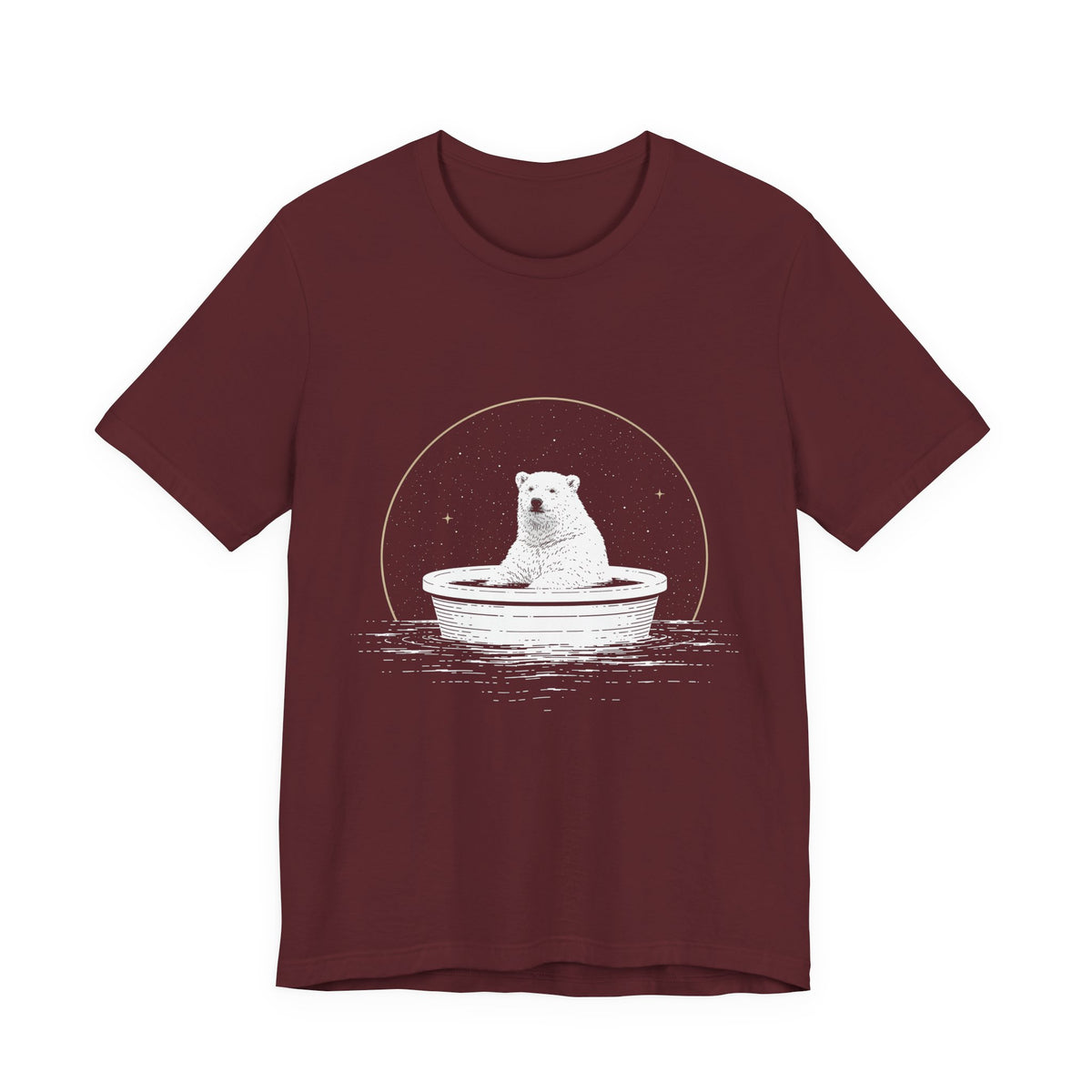 Cosmic Polar Bear Unisex T-Shirt – Celestial Boat Graphic Tee