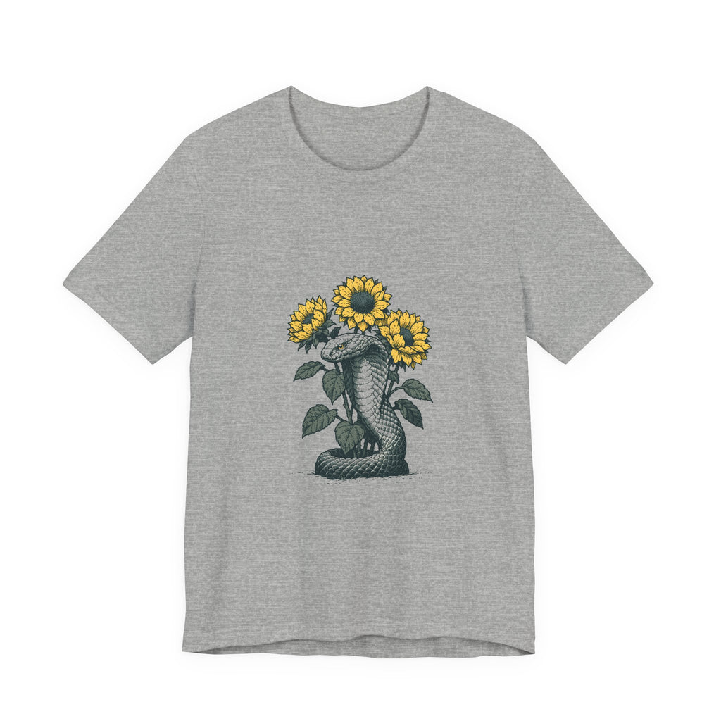 Cobra and Sunflowers Unisex T-Shirt – Botanical Snake Graphic Tee