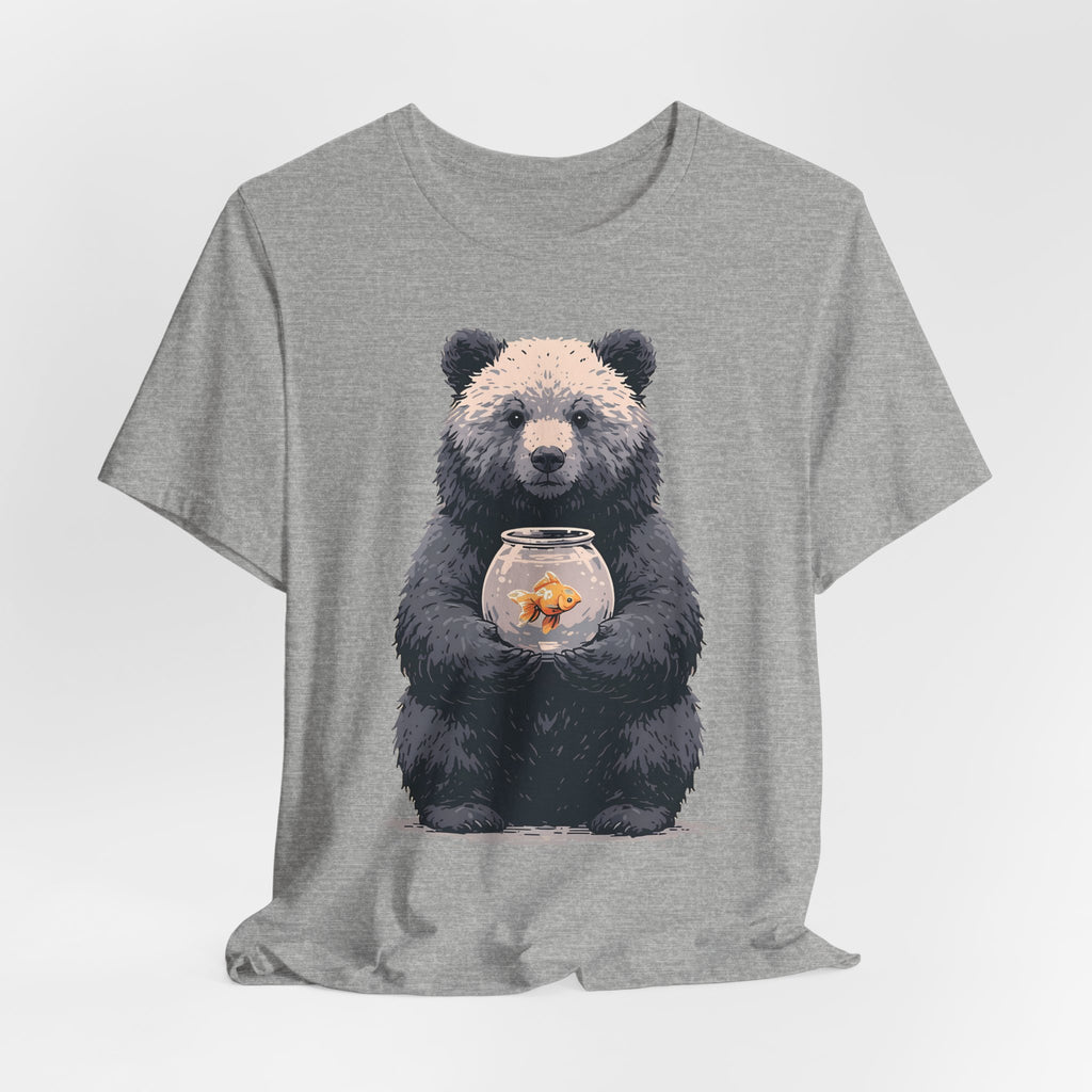 Bear and Goldfish Unisex T-Shirt – Cute Animal Graphic Tee