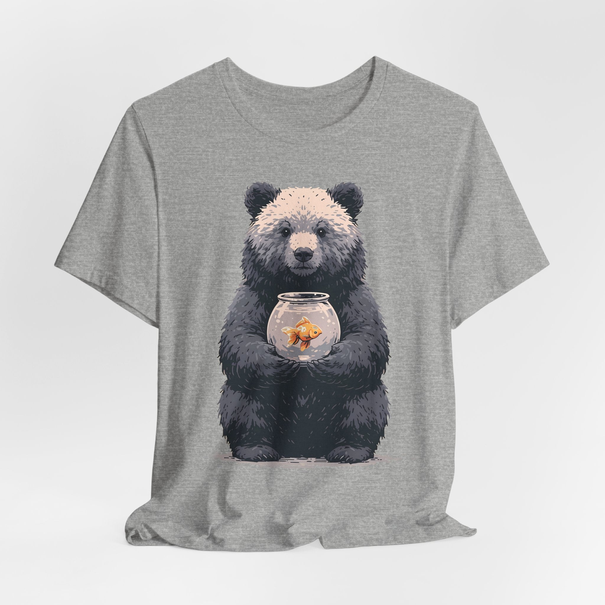 Bear and Goldfish Unisex T-Shirt – Cute Animal Graphic Tee