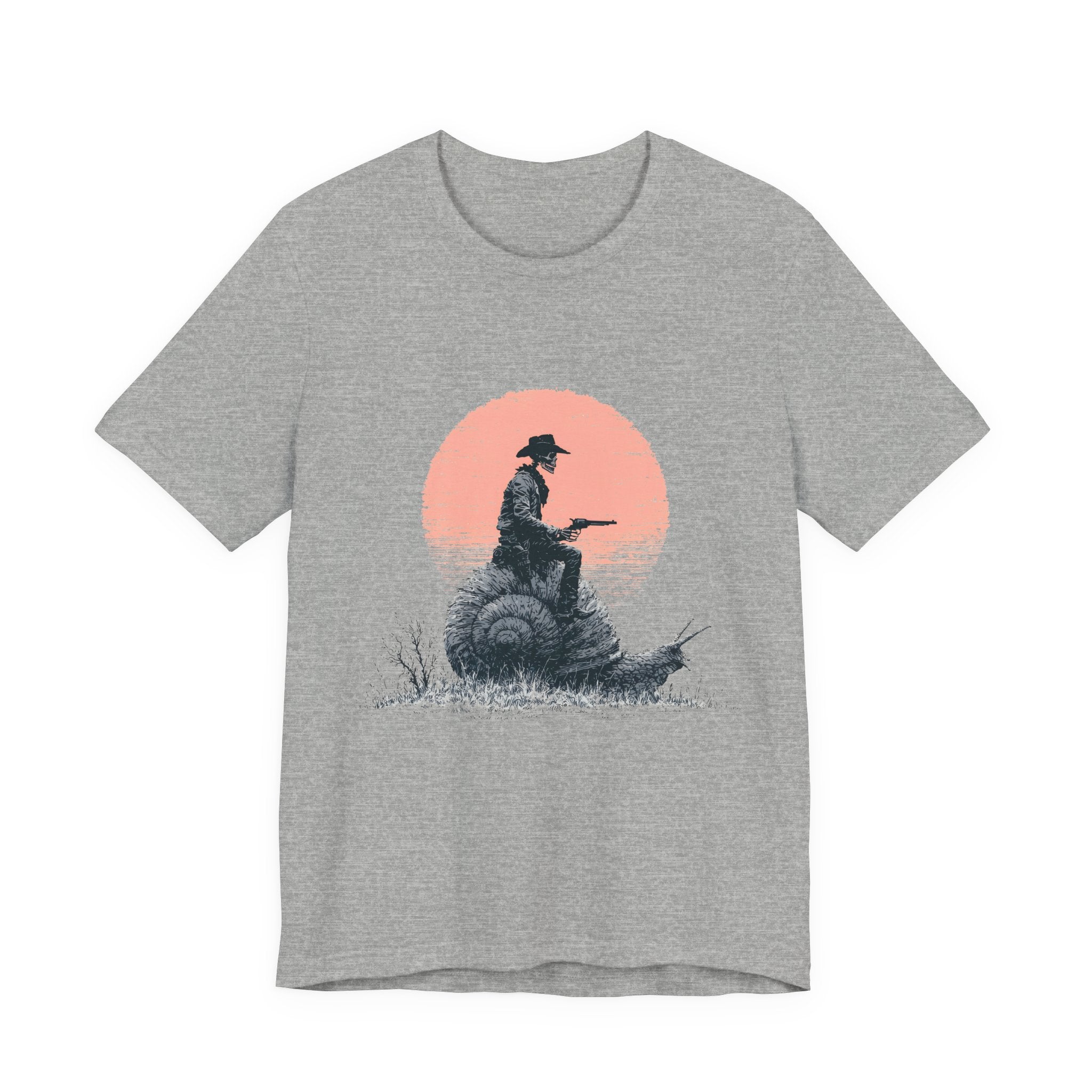 Cowboy Skeleton Snail Rider Unisex T-Shirt – Weird West Graphic Tee