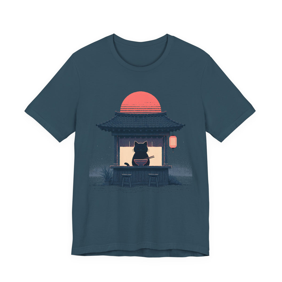 Midnight Ramen Cat Unisex T-Shirt – Japanese Cat Graphic Tee
