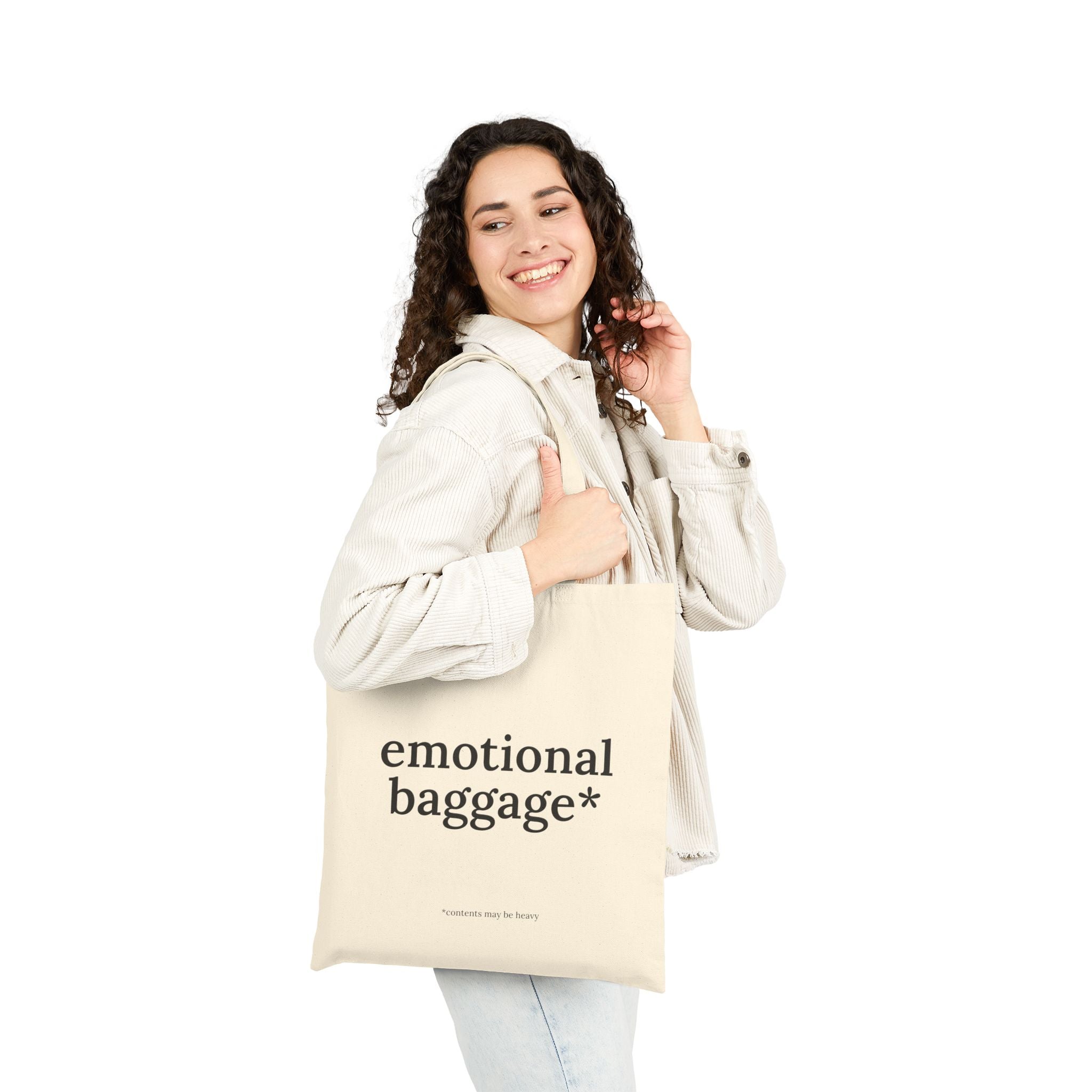 Tote Bag — "emotional baggage*" Canvas Grocery & Everyday Tote