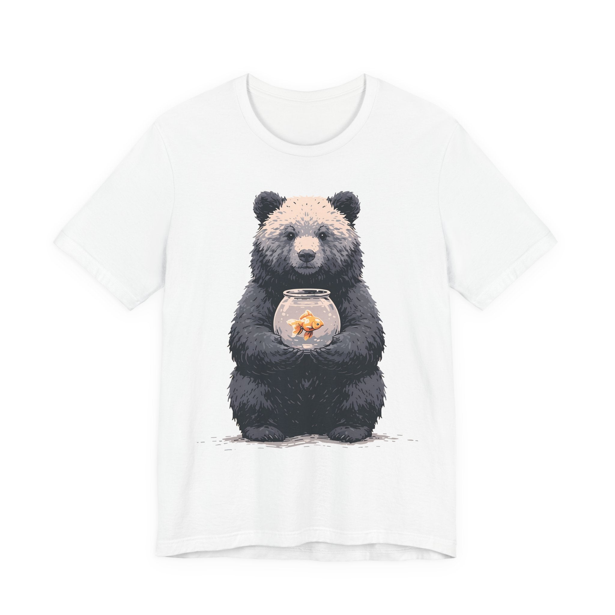 Bear and Goldfish Unisex T-Shirt – Cute Animal Graphic Tee