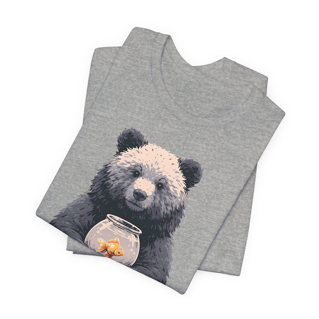 Bear and Goldfish Unisex T-Shirt – Cute Animal Graphic Tee