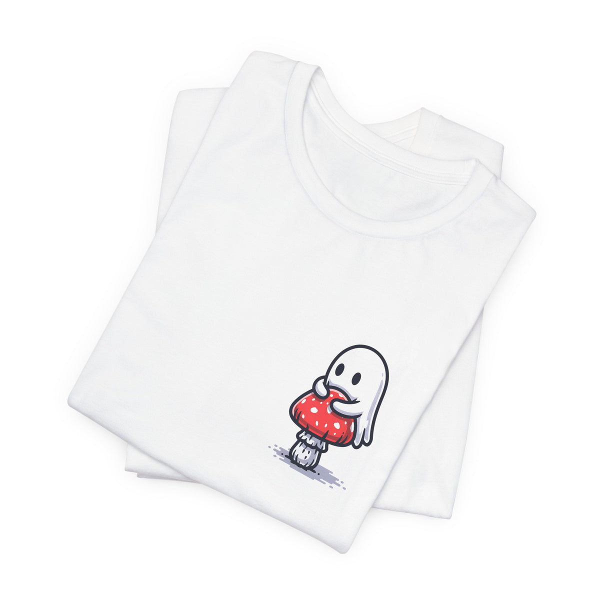 Tiny Ghost and Mushroom Unisex T-Shirt – Cute Spooky Graphic Tee