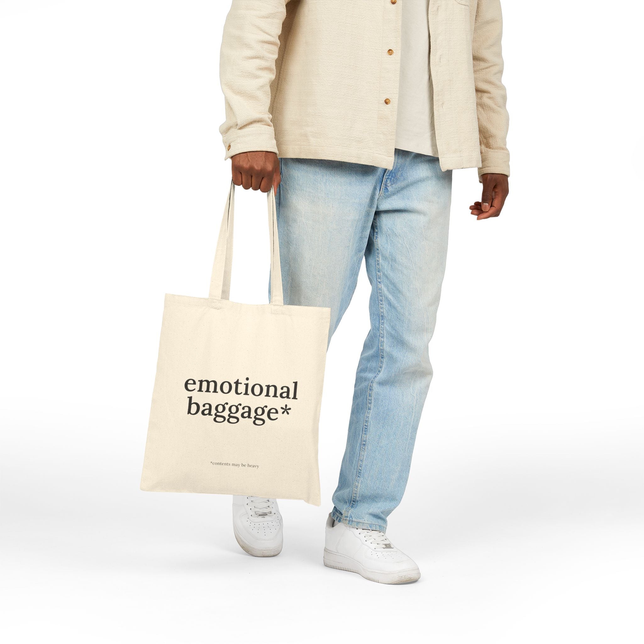 Tote Bag — "emotional baggage*" Canvas Grocery & Everyday Tote