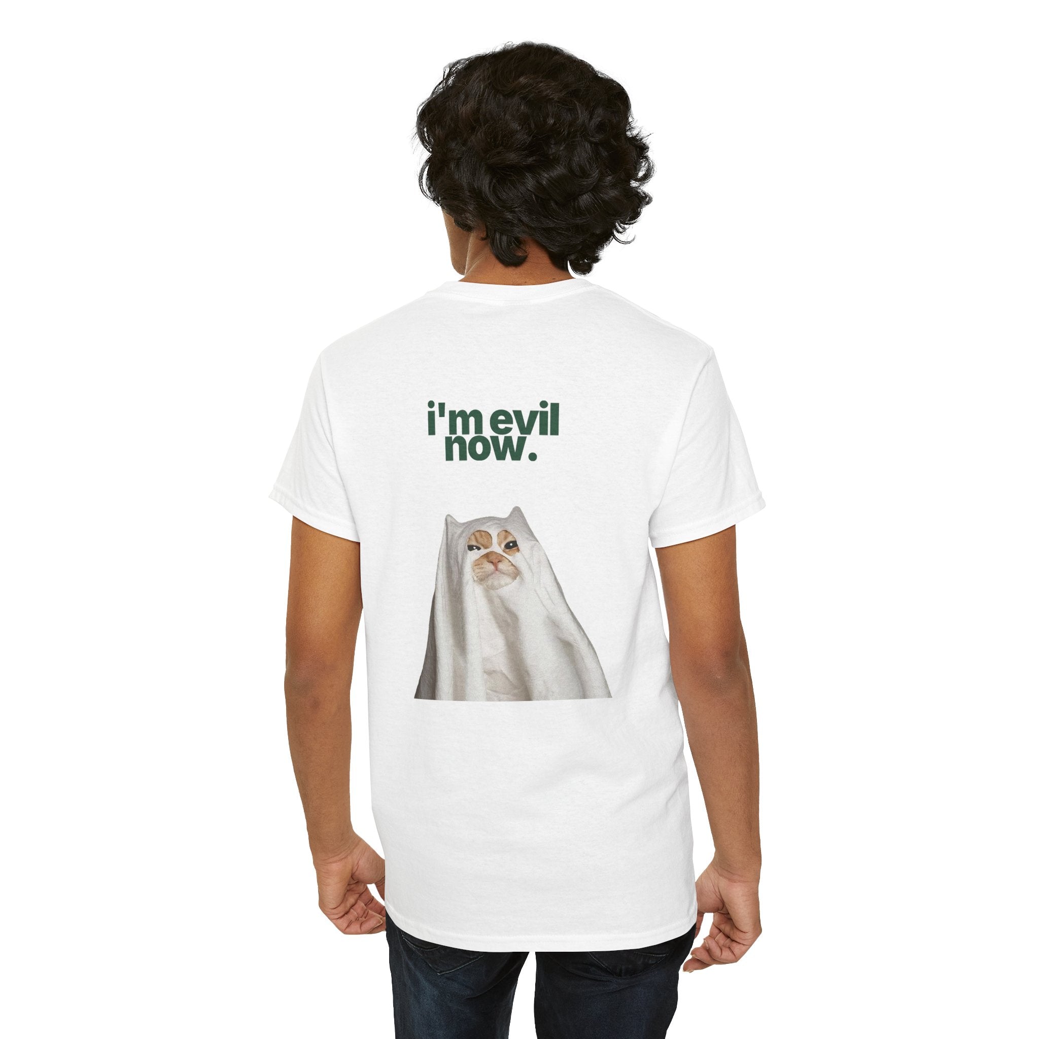 Cat Ghost Tee — "i'm evil now." Graphic T-Shirt
