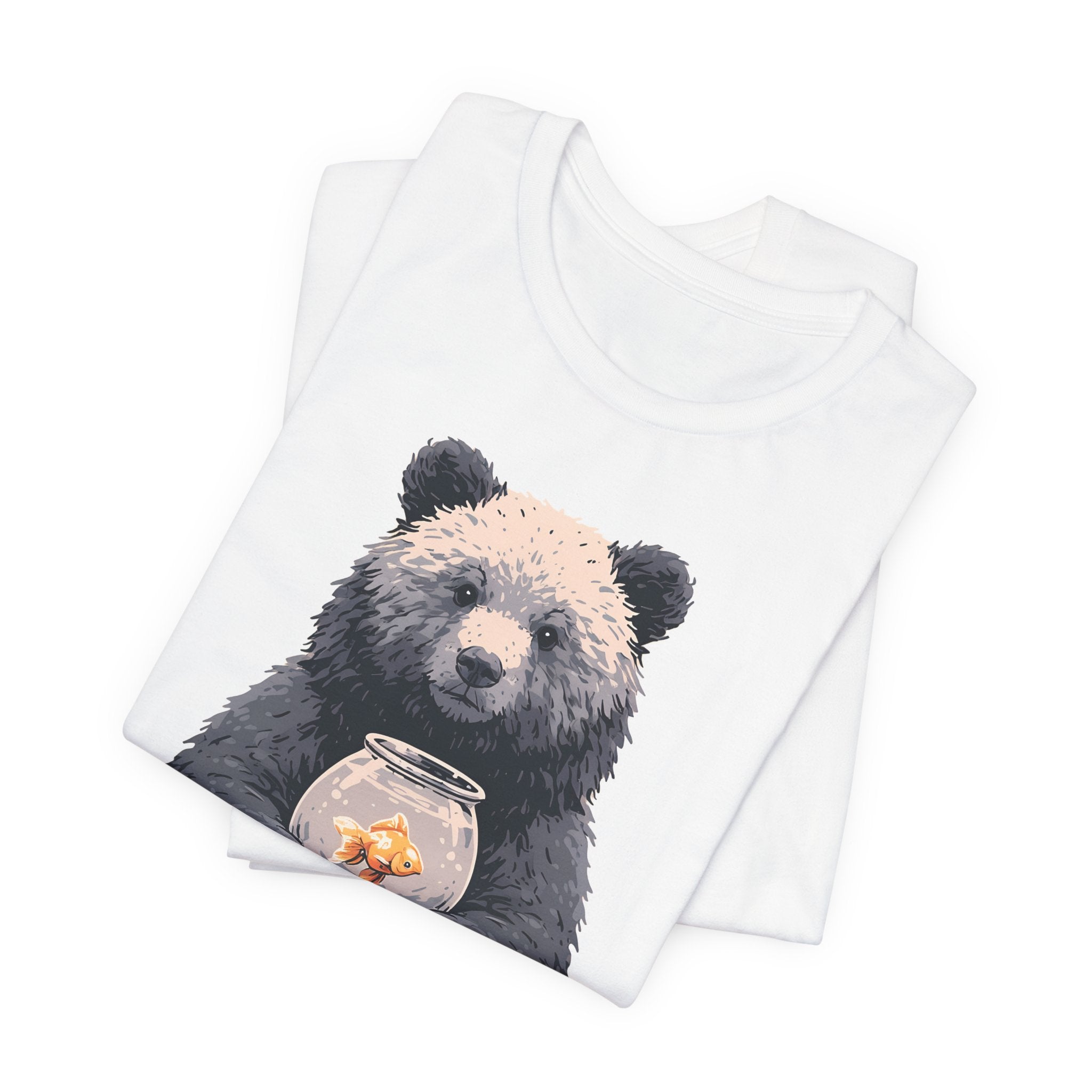 Bear and Goldfish Unisex T-Shirt – Cute Animal Graphic Tee