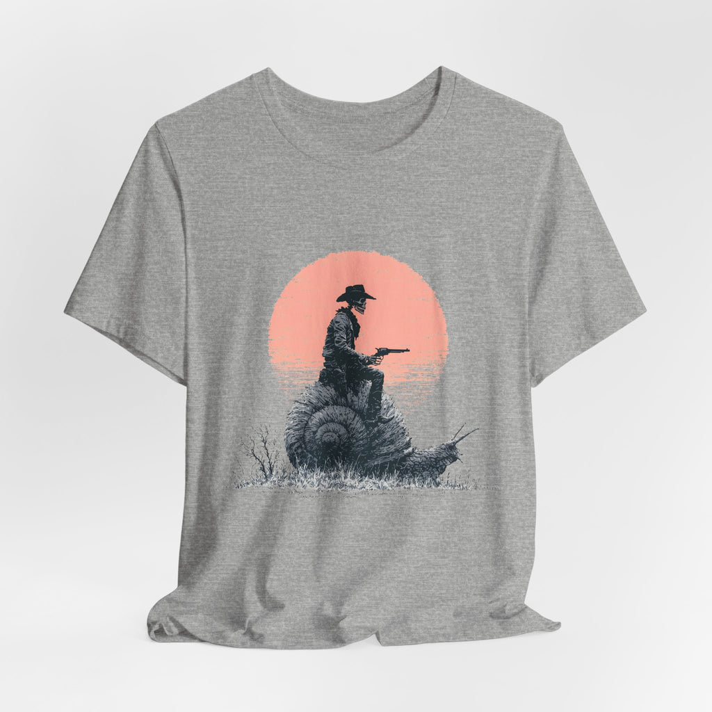 Cowboy Skeleton Snail Rider Unisex T-Shirt – Weird West Graphic Tee