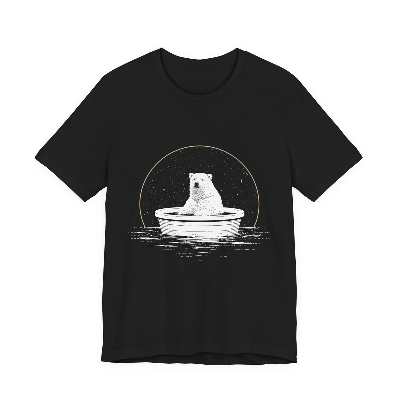 Cosmic Polar Bear Unisex T-Shirt – Celestial Boat Graphic Tee