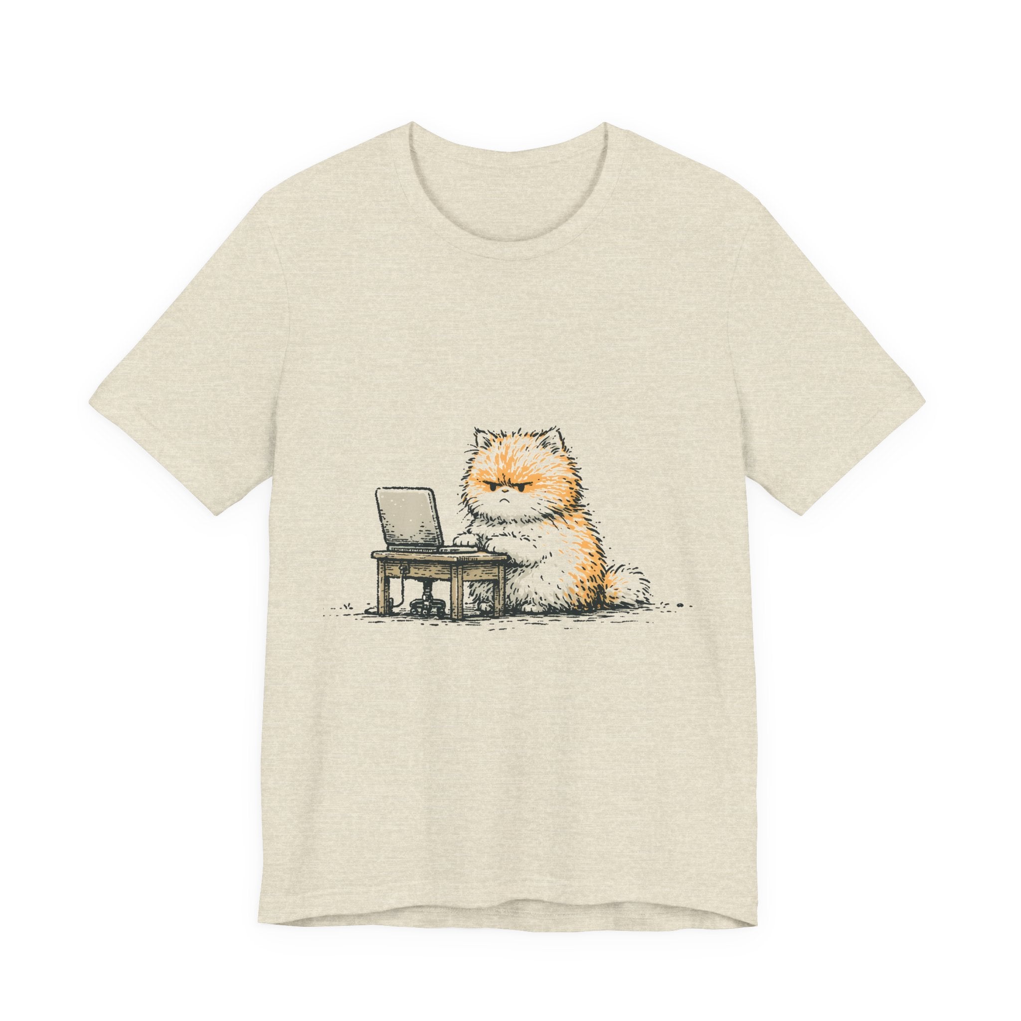 Grumpy Laptop Cat Unisex T-Shirt – Funny Work From Home Tee