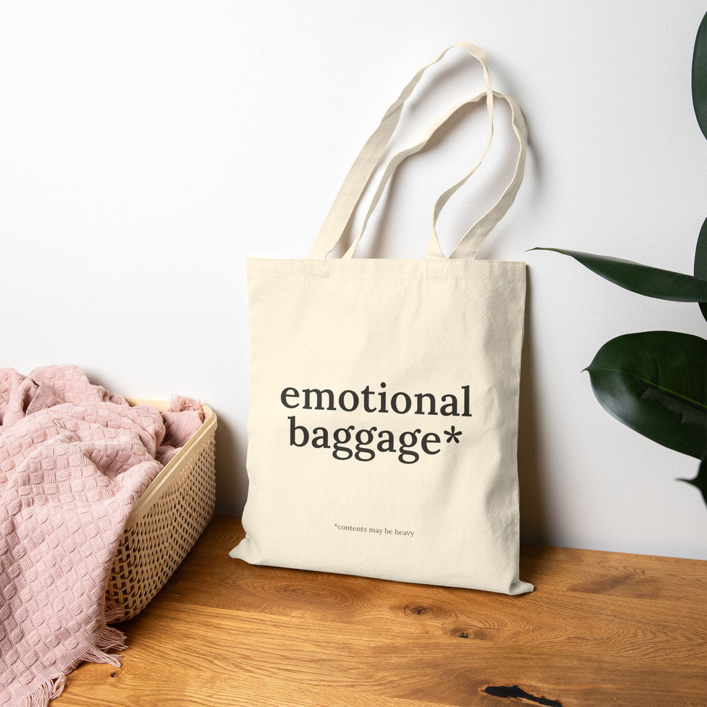 Tote Bag — "emotional baggage*" Canvas Grocery & Everyday Tote