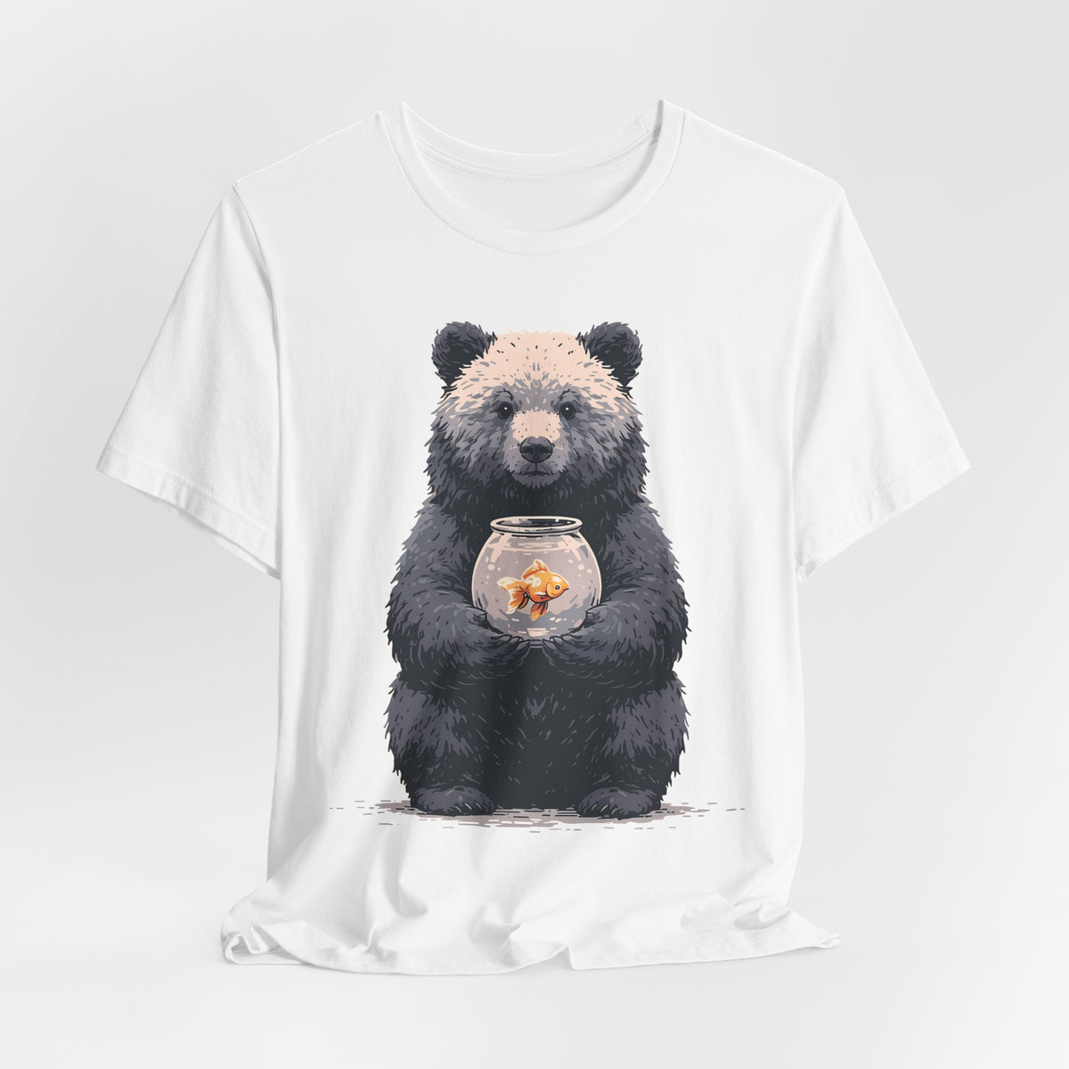 Bear and Goldfish Unisex T-Shirt – Cute Animal Graphic Tee