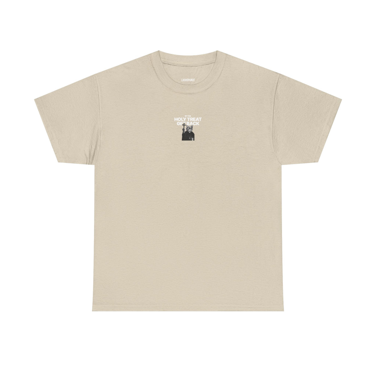 Cat Priest T‑Shirt — “By the Holy Treat I Get Back” Retro Graphic Tee