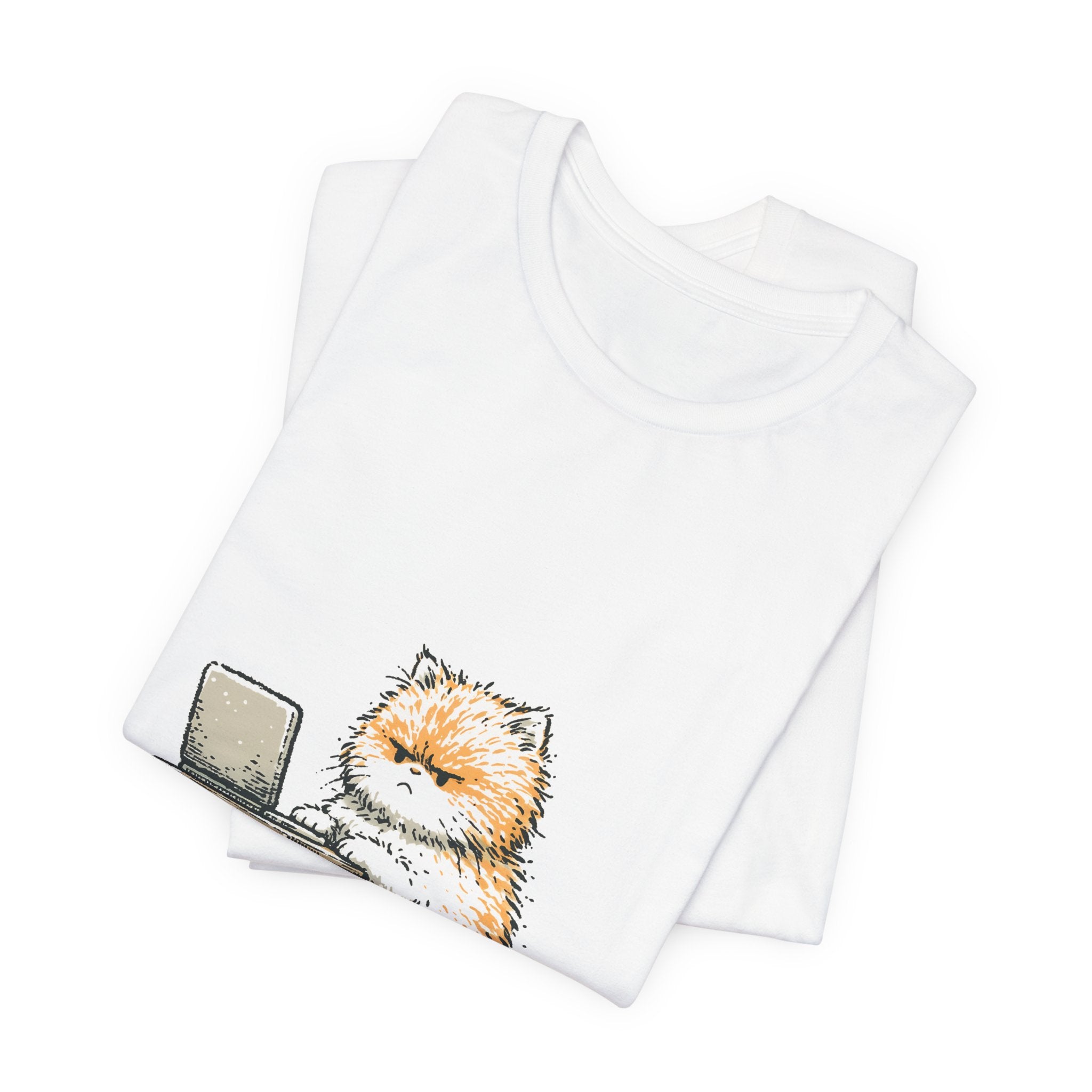 Grumpy Laptop Cat Unisex T-Shirt – Funny Work From Home Tee