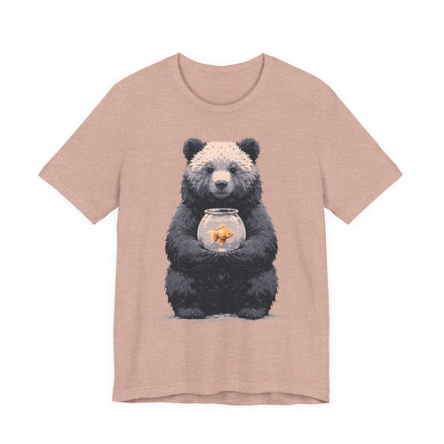 Bear and Goldfish Unisex T-Shirt – Cute Animal Graphic Tee