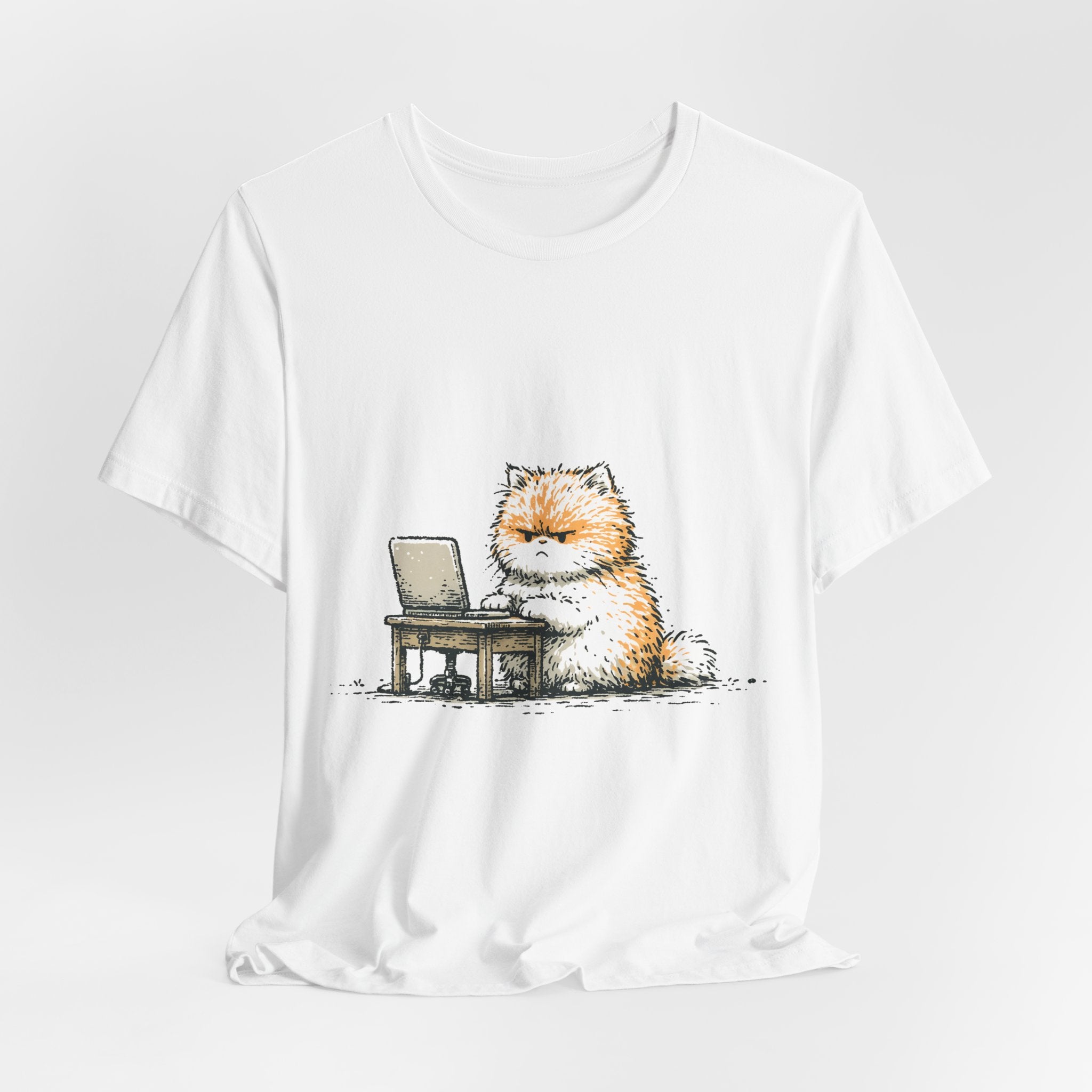 Grumpy Laptop Cat Unisex T-Shirt – Funny Work From Home Tee
