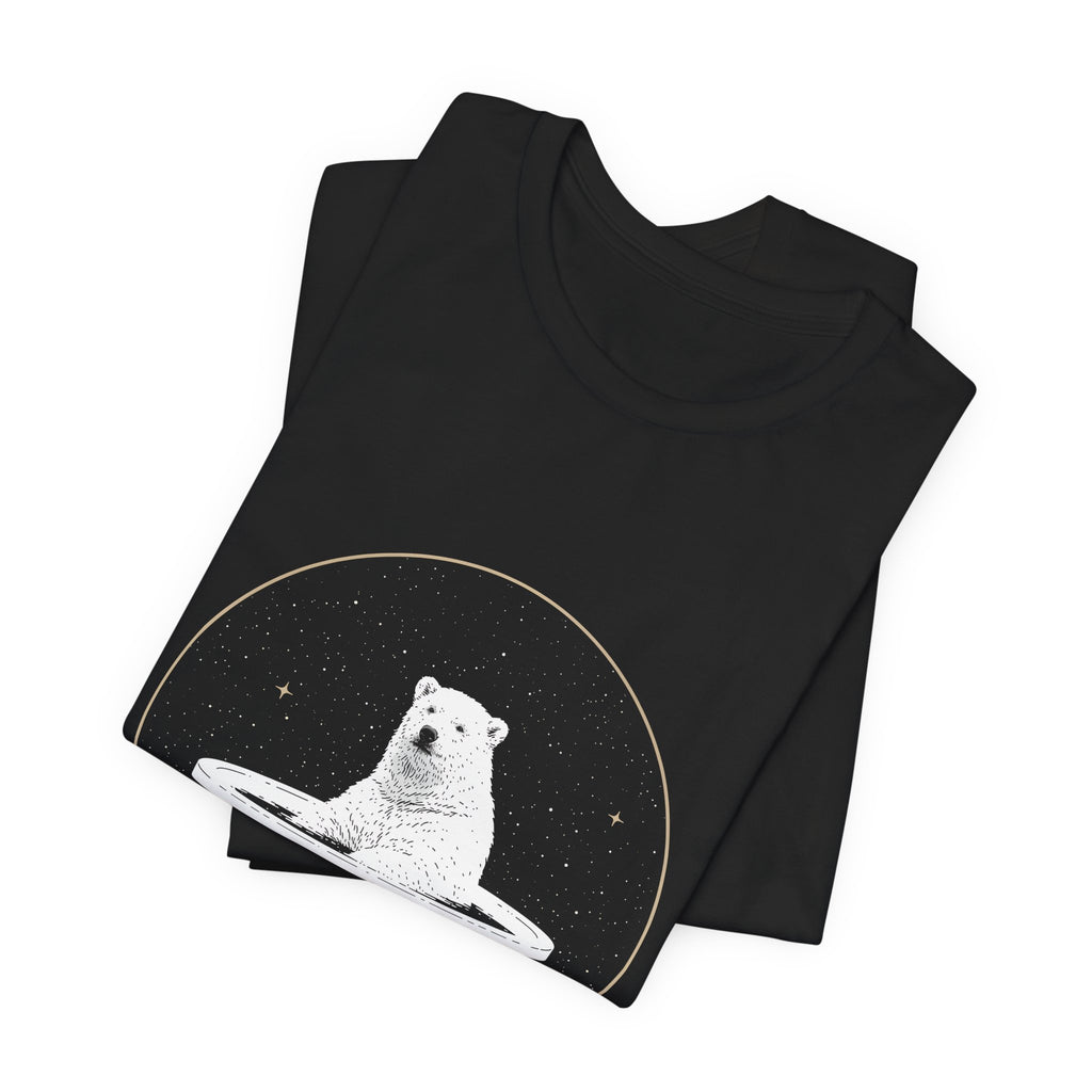 Cosmic Polar Bear Unisex T-Shirt – Celestial Boat Graphic Tee