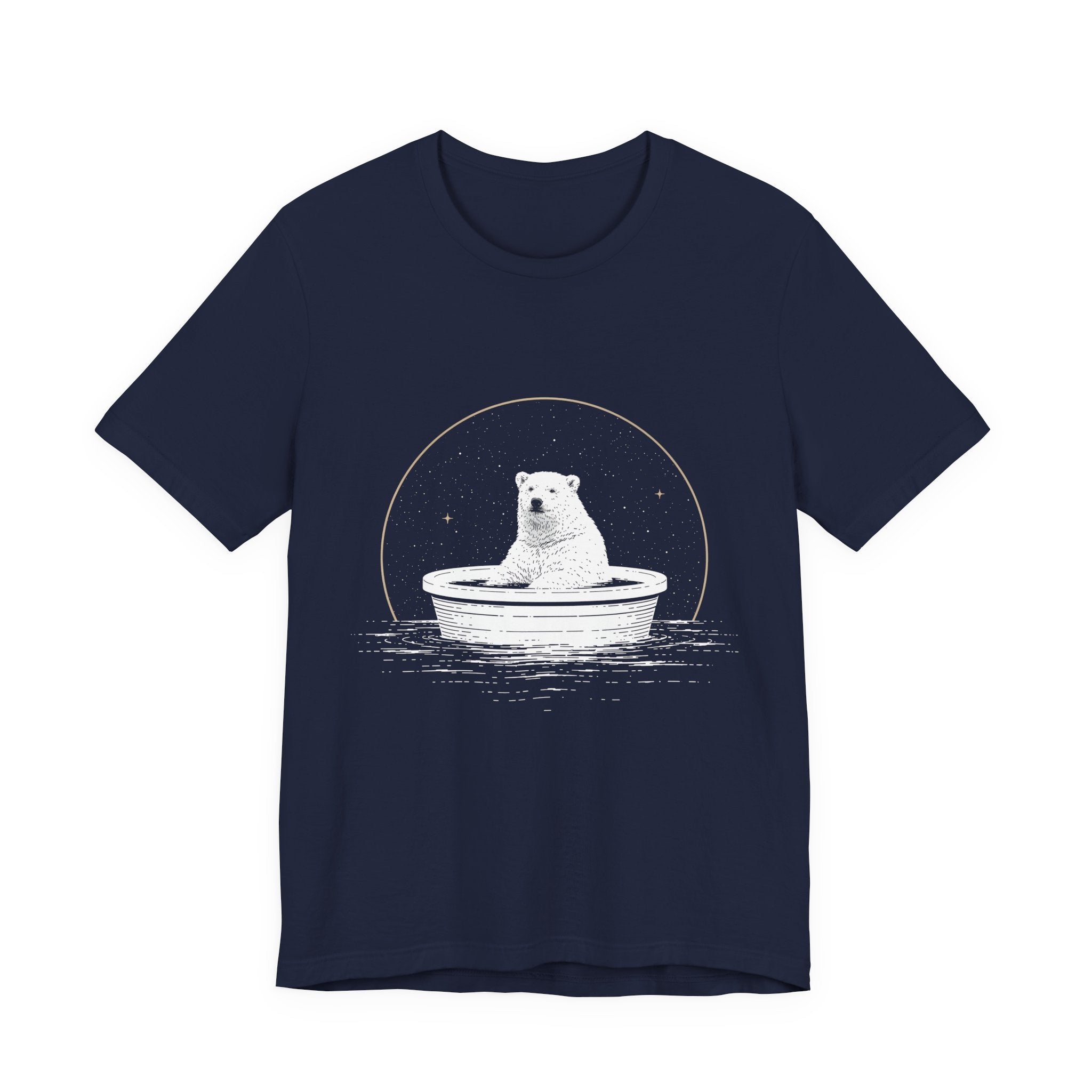 Cosmic Polar Bear Unisex T-Shirt – Celestial Boat Graphic Tee