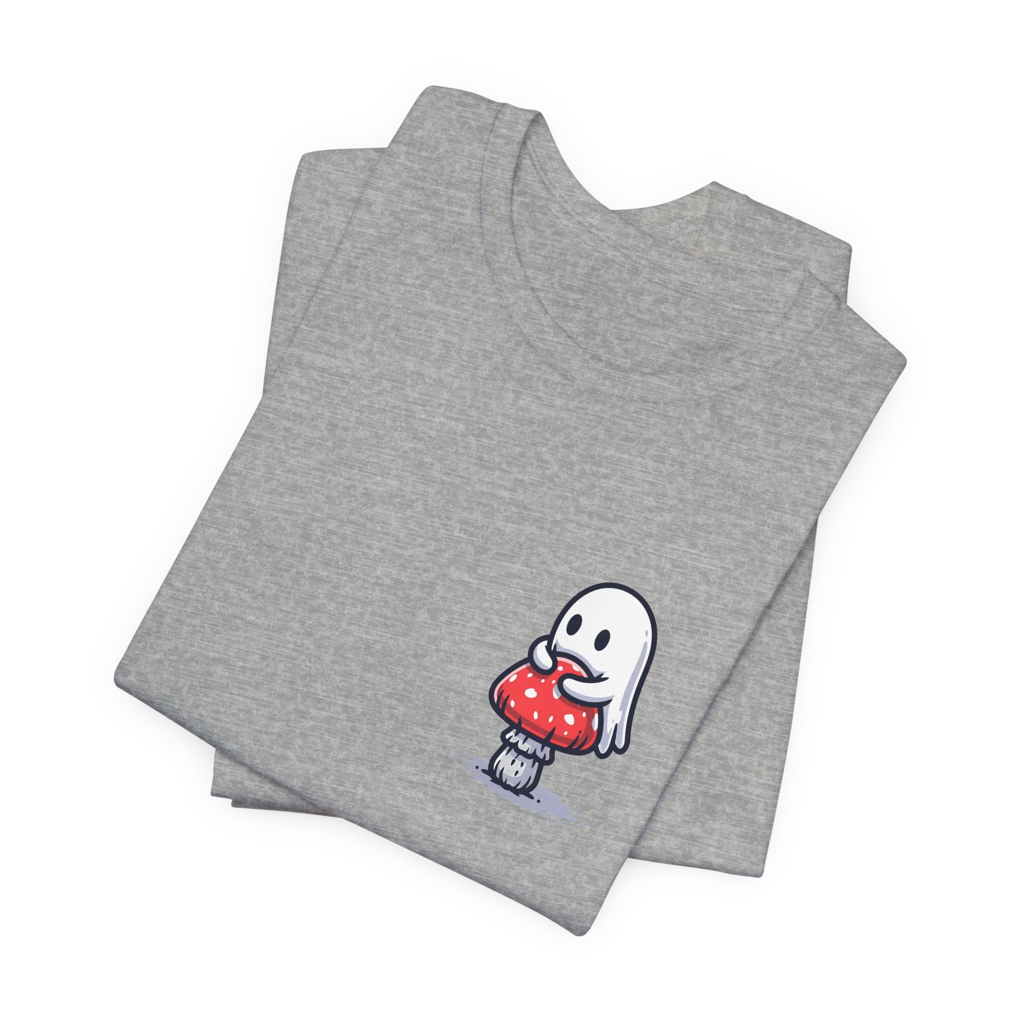 Tiny Ghost and Mushroom Unisex T-Shirt – Cute Spooky Graphic Tee