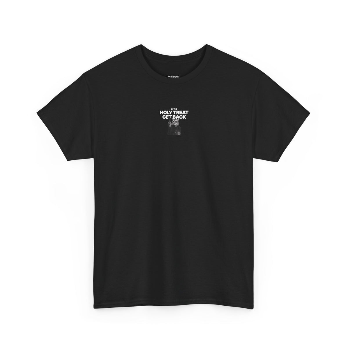 Cat Priest T‑Shirt — “By the Holy Treat I Get Back” Retro Graphic Tee